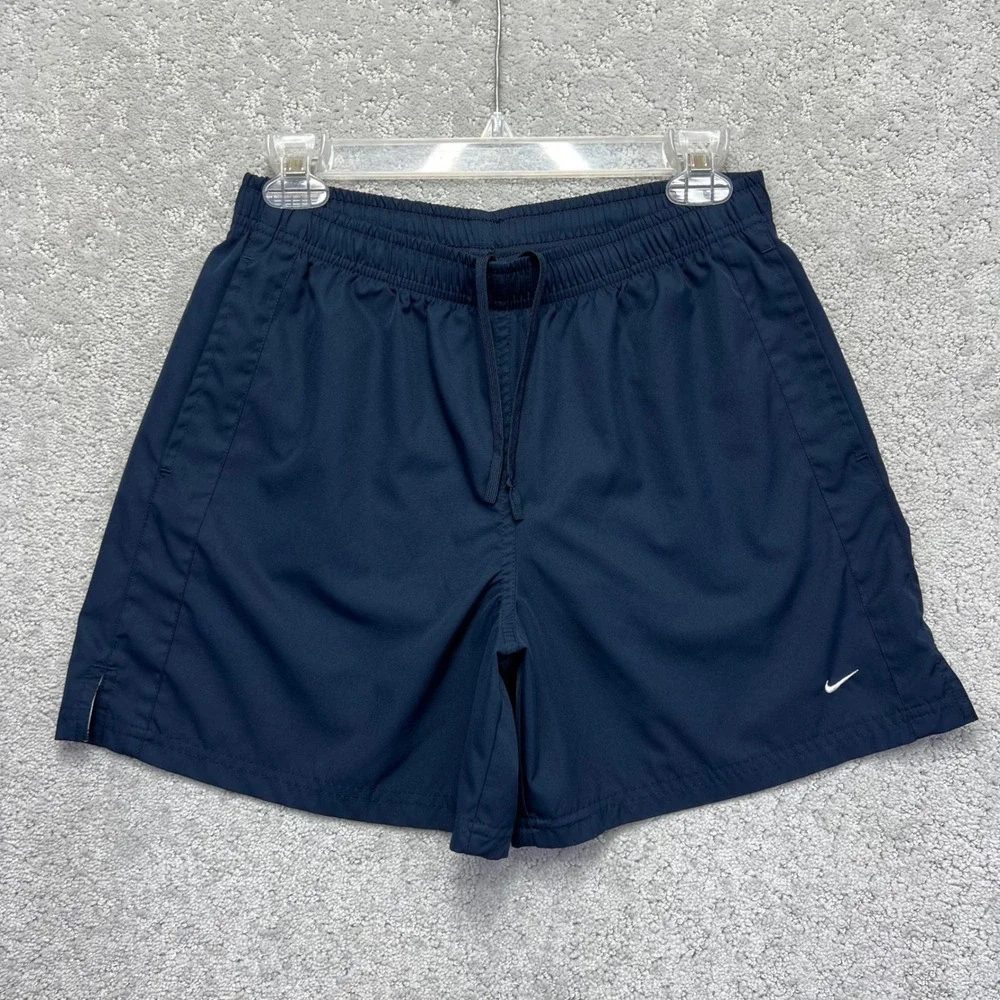 VINTAGE Y2k Nike Shorts Womens S(4-6) Navy Blue Athletic Training Pockets Swoosh